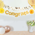3ft Gold Glittered Congrats Paper Hanging Garland Banner Party Decor - Bell Racket Store