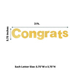 3ft Gold Glittered Congrats Paper Hanging Garland Banner Party Decor - Bell Racket Store