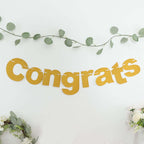 3ft Gold Glittered Congrats Paper Hanging Garland Banner Party Decor - Bell Racket Store