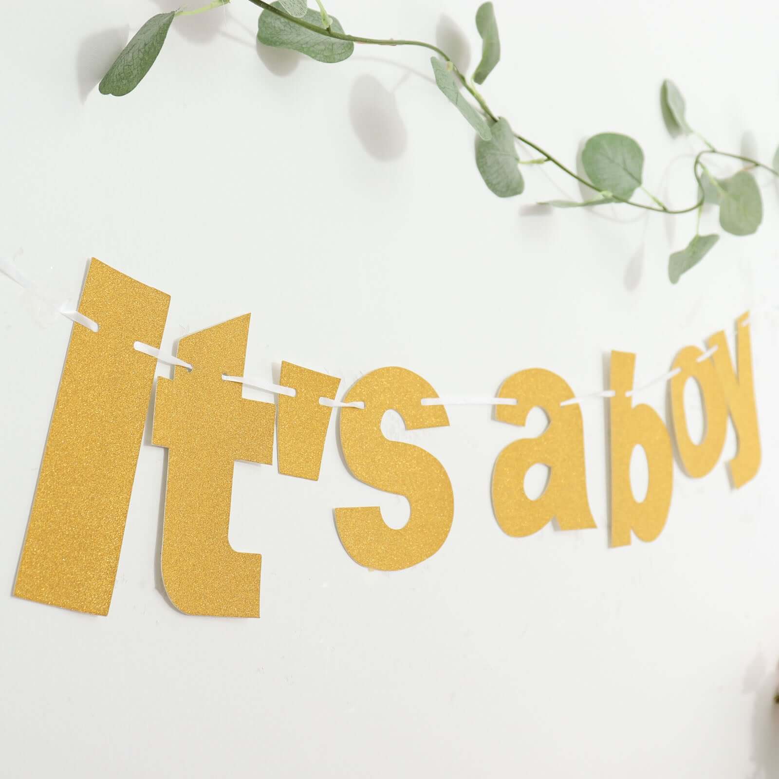 3ft Gold Glittered It's a Boy Paper Hanging Gender Reveal Garland Banner, Baby Shower Banner - Bell Racket Store