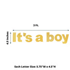 3ft Gold Glittered It's a Boy Paper Hanging Gender Reveal Garland Banner, Baby Shower Banner - Bell Racket Store
