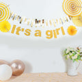 3ft Gold Glittered It's a Girl Paper Hanging Gender Reveal Garland Banner, Baby Shower Banner - Bell Racket Store