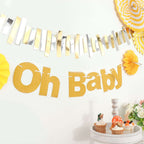 3ft Gold Glittered Oh Baby Paper Hanging Baby Shower Garland Banner - Bell Racket Store