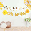 3ft Gold Glittered Oh Baby Paper Hanging Baby Shower Garland Banner - Bell Racket Store