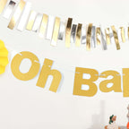 3ft Gold Glittered Oh Baby Paper Hanging Baby Shower Garland Banner - Bell Racket Store