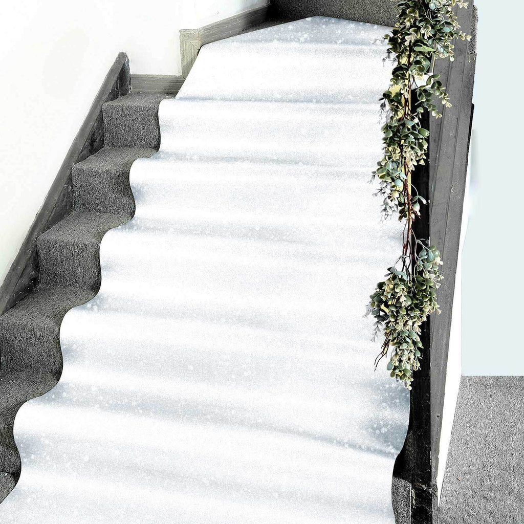 3ftx50ft White Sparkle Glitter Wedding Aisle Runner, Non - Woven Red Carpet Runner - Prom, Hollywood, Glam Parties - Bell Racket Store