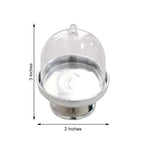12-Pack Fillable Mini Pedestal Candy Container Clear/Silver - Stylish Candy Treat Favor Containers with Dome Lid 3"