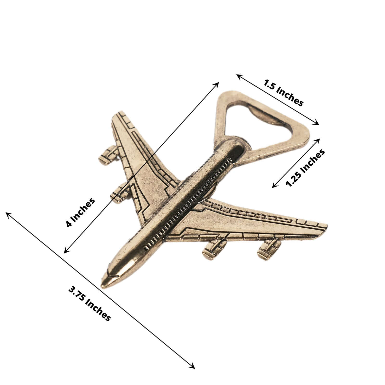 4" Antique Gold Metal Airplane Bottle Opener Vintage Party Favor Gift Box Pre - Packed - Bell Racket Store