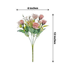4 Bushes 12" Blush Real Touch Artificial Silk Rose Flower Bouquet, Faux Bridal Flowers - Bell Racket Store