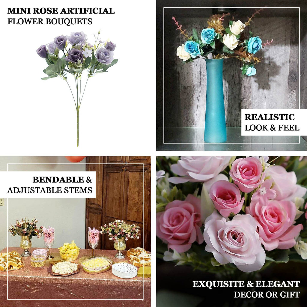 4 Bushes 12" Blush Real Touch Artificial Silk Rose Flower Bouquet, Faux Bridal Flowers - Bell Racket Store