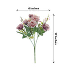 4 Bushes 12" Dusty Rose Real Touch Artificial Silk Rose Flower Bouquet, Faux Bridal Flowers - Bell Racket Store