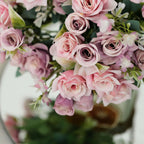 4 Bushes 12" Dusty Rose Real Touch Artificial Silk Rose Flower Bouquet, Faux Bridal Flowers - Bell Racket Store