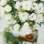 4 Bushes 12" Ivory Real Touch Artificial Silk Rose Flower Bouquet, Faux Bridal Flowers - Bell Racket Store