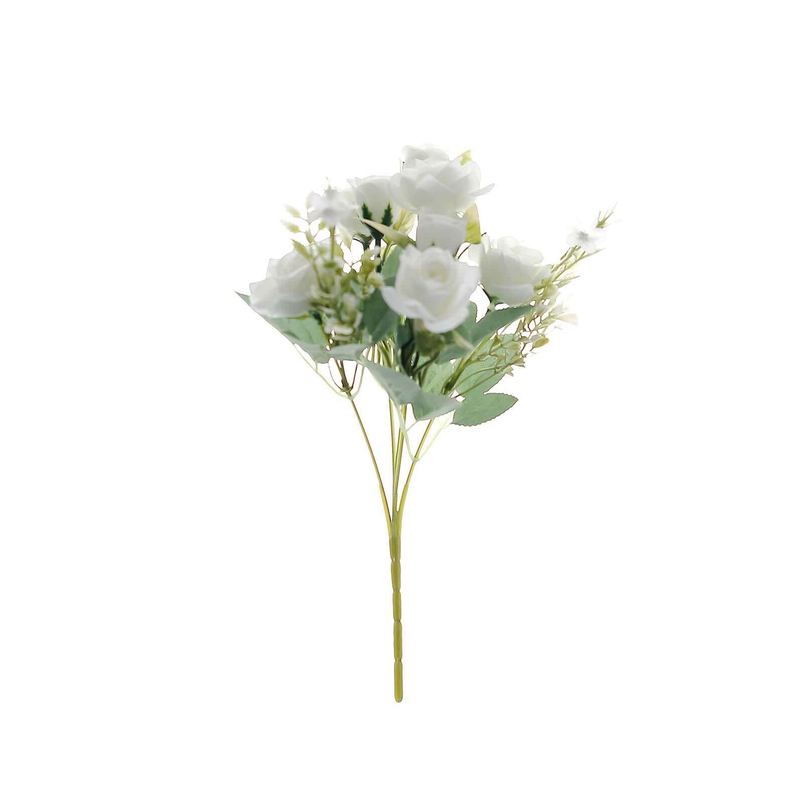 4 Bushes 12" Ivory Real Touch Artificial Silk Rose Flower Bouquet, Faux Bridal Flowers - Bell Racket Store