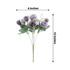 4 Bushes 12" Lavender Lilac Real Touch Artificial Silk Rose Flower Bouquet, Faux Bridal Flowers - Bell Racket Store