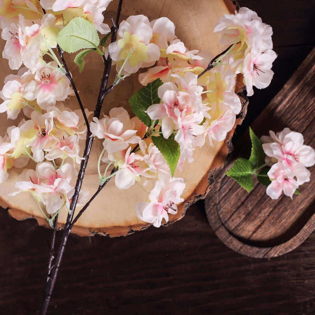 4 Bushes 40" Tall Blush Artificial Silk Cherry Blossom Flowers