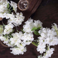 4 Bushes 40" Tall White Artificial Silk Cherry Blossom Flowers, Branches