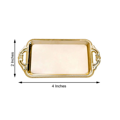 12-Pack Display Trays Party Favor Rectangular Design Gold - Mini Serving Platters for Candy and Desserts 4"