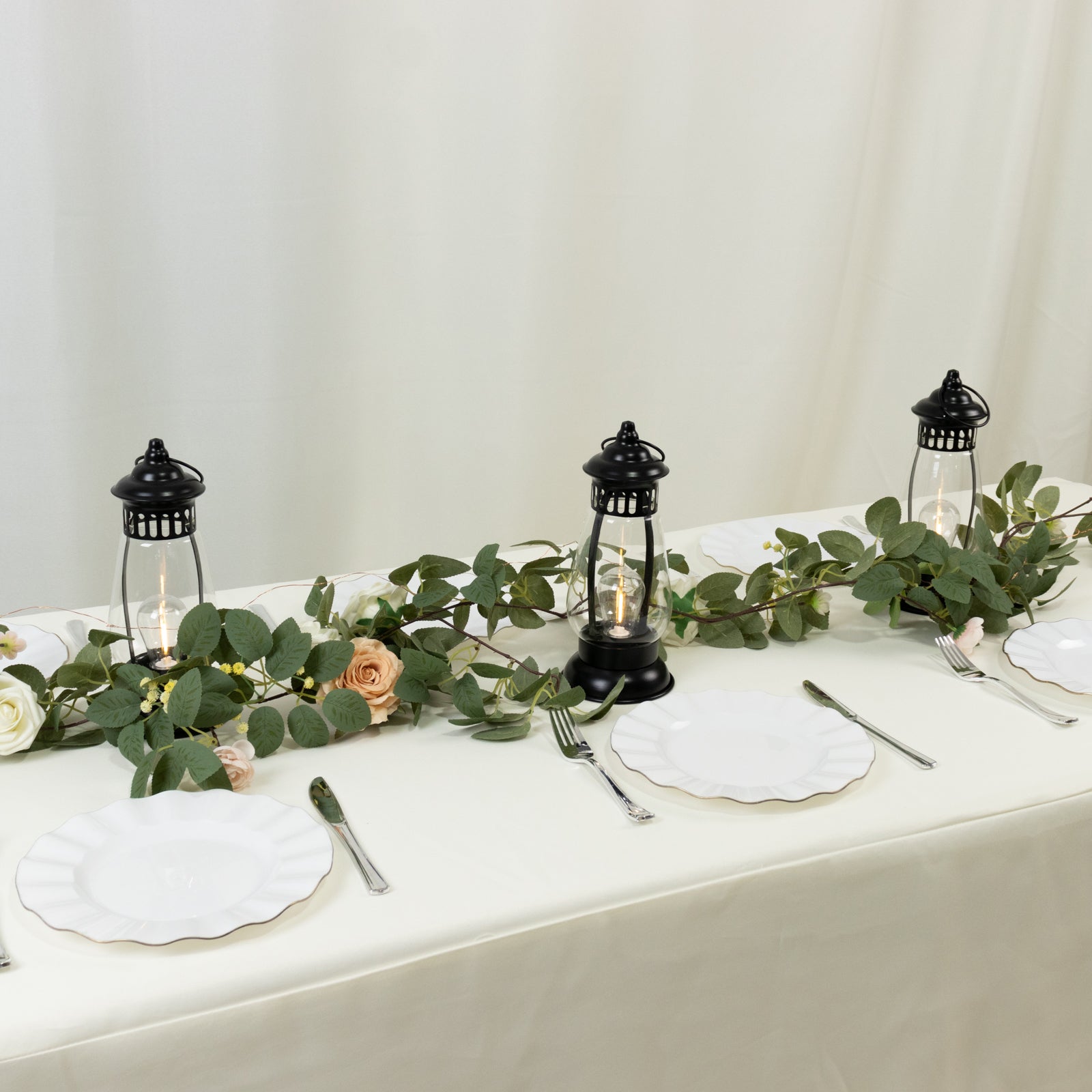 4 Pack 10" Black Vintage LED Hanging Lanterns, Battery - Operated Metal Hurricane Lamps for Outdoor and Indoor Use - Bell Racket Store