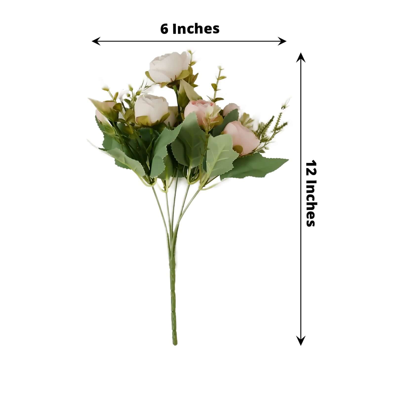 4 Pack 12" Artificial Blush Ranunculus Silk Flower Bridal Bouquets, Faux Buttercup Floral Arrangement - Bell Racket Store