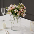 4 Pack 12" Artificial Blush Ranunculus Silk Flower Bridal Bouquets, Faux Buttercup Floral Arrangement - Bell Racket Store