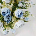 4 Pack 12" Artificial Dusty Blue Ranunculus Silk Flower Bridal Bouquets, Faux Buttercup Floral Arrangement - Bell Racket Store