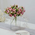 4 Pack 12" Artificial Dusty Rose Ranunculus Silk Flower Bridal Bouquets, Faux Buttercup Floral Arrangement - Bell Racket Store