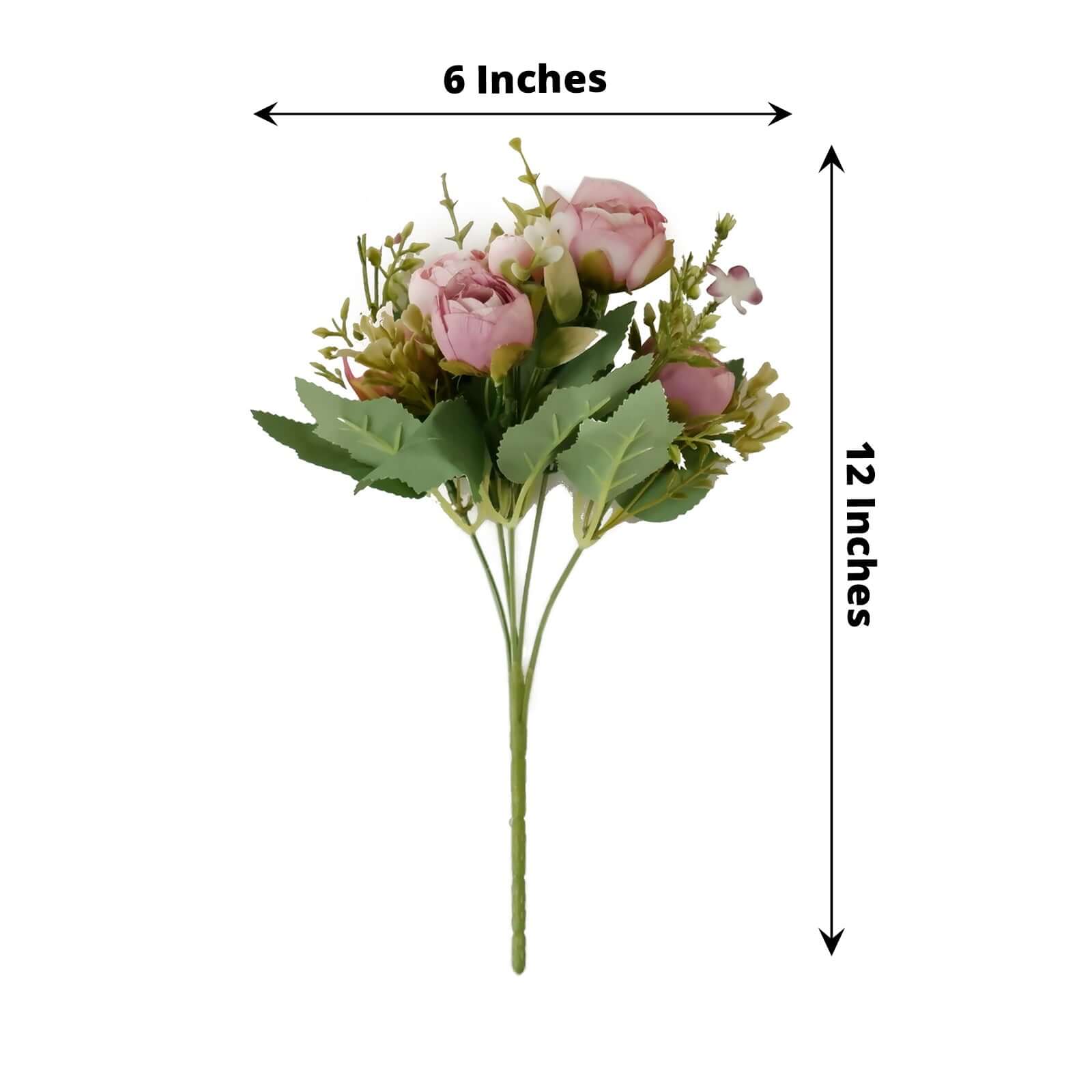 4 Pack 12" Artificial Dusty Rose Ranunculus Silk Flower Bridal Bouquets, Faux Buttercup Floral Arrangement - Bell Racket Store