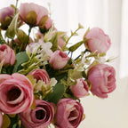 4 Pack 12" Artificial Dusty Rose Ranunculus Silk Flower Bridal Bouquets, Faux Buttercup Floral Arrangement - Bell Racket Store