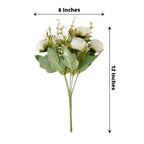 4 Pack 12" Artificial Ivory Ranunculus Silk Flower Bridal Bouquets, Faux Buttercup Floral Arrangement - Bell Racket Store