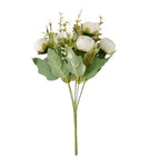 4 Pack 12" Artificial Ivory Ranunculus Silk Flower Bridal Bouquets, Faux Buttercup Floral Arrangement - Bell Racket Store
