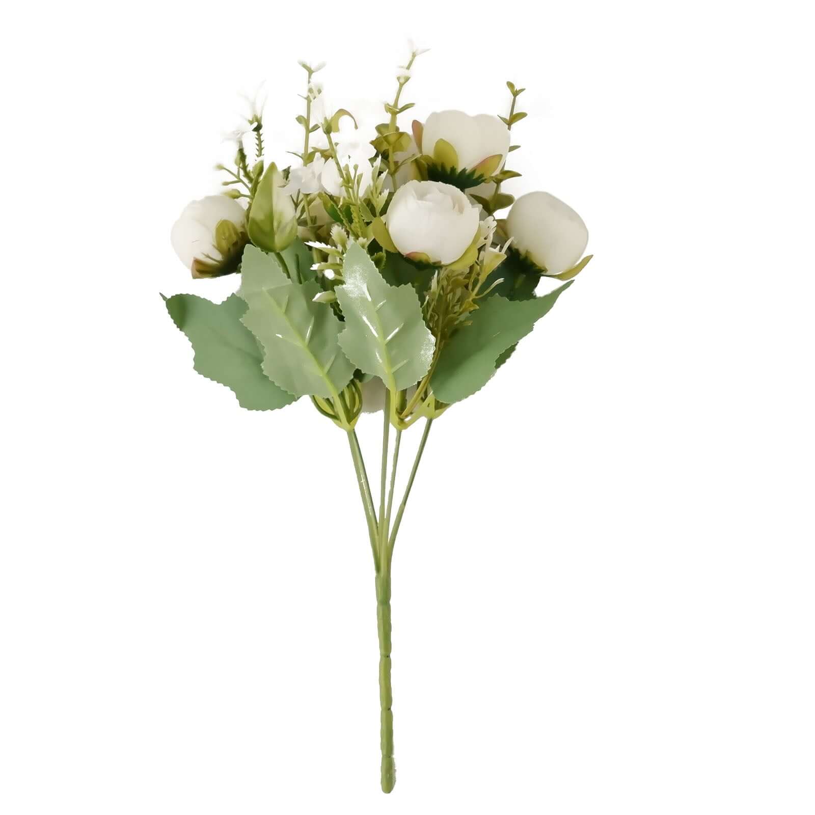 4 Pack 12" Artificial Ivory Ranunculus Silk Flower Bridal Bouquets, Faux Buttercup Floral Arrangement - Bell Racket Store