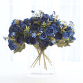 4 Pack 12" Artificial Navy Blue Ranunculus Silk Flower Bridal Bouquets, Faux Buttercup Floral Arrangement - Bell Racket Store