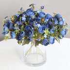 4 Pack 12" Artificial Navy Blue Ranunculus Silk Flower Bridal Bouquets, Faux Buttercup Floral Arrangement - Bell Racket Store