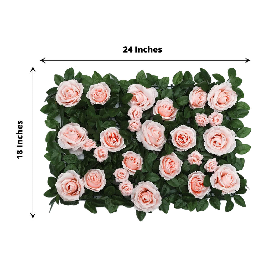 4 Pack 12 Sq ft. Easy - Install Blush Silk Rose Flower Mat Wall Panel Backdrop - Bell Racket Store