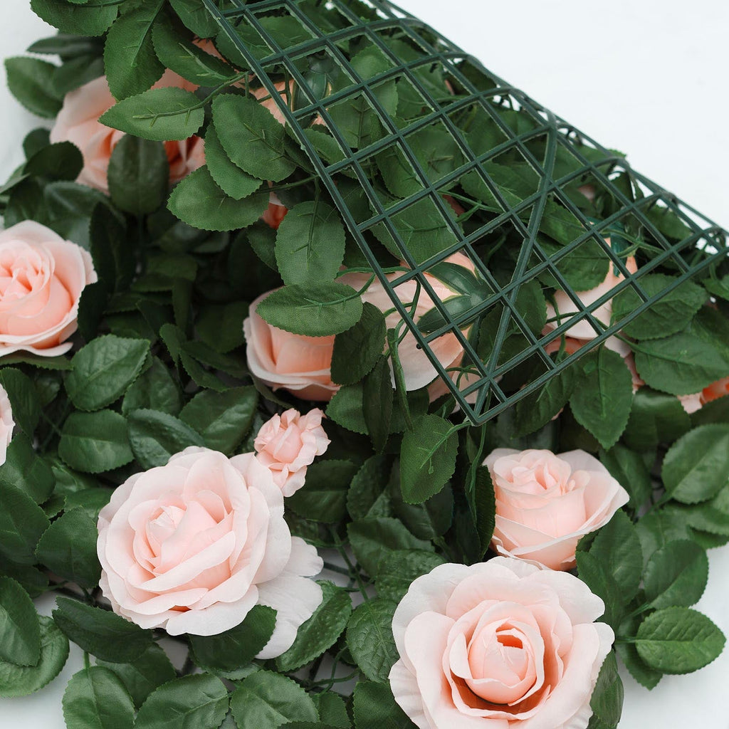 4 Pack 12 Sq ft. Easy - Install Blush Silk Rose Flower Mat Wall Panel Backdrop - Bell Racket Store