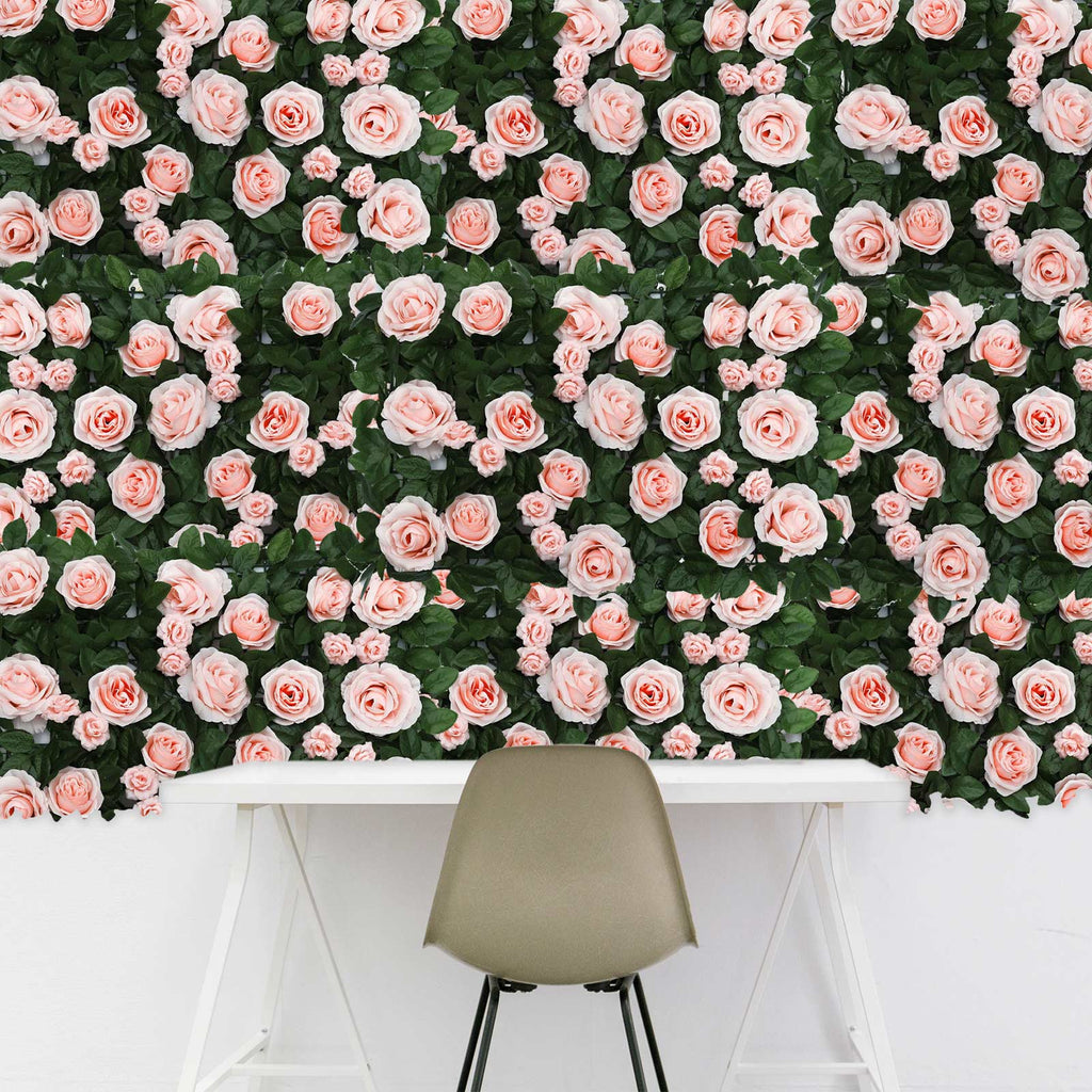 4 Pack 12 Sq ft. Easy - Install Blush Silk Rose Flower Mat Wall Panel Backdrop - Bell Racket Store