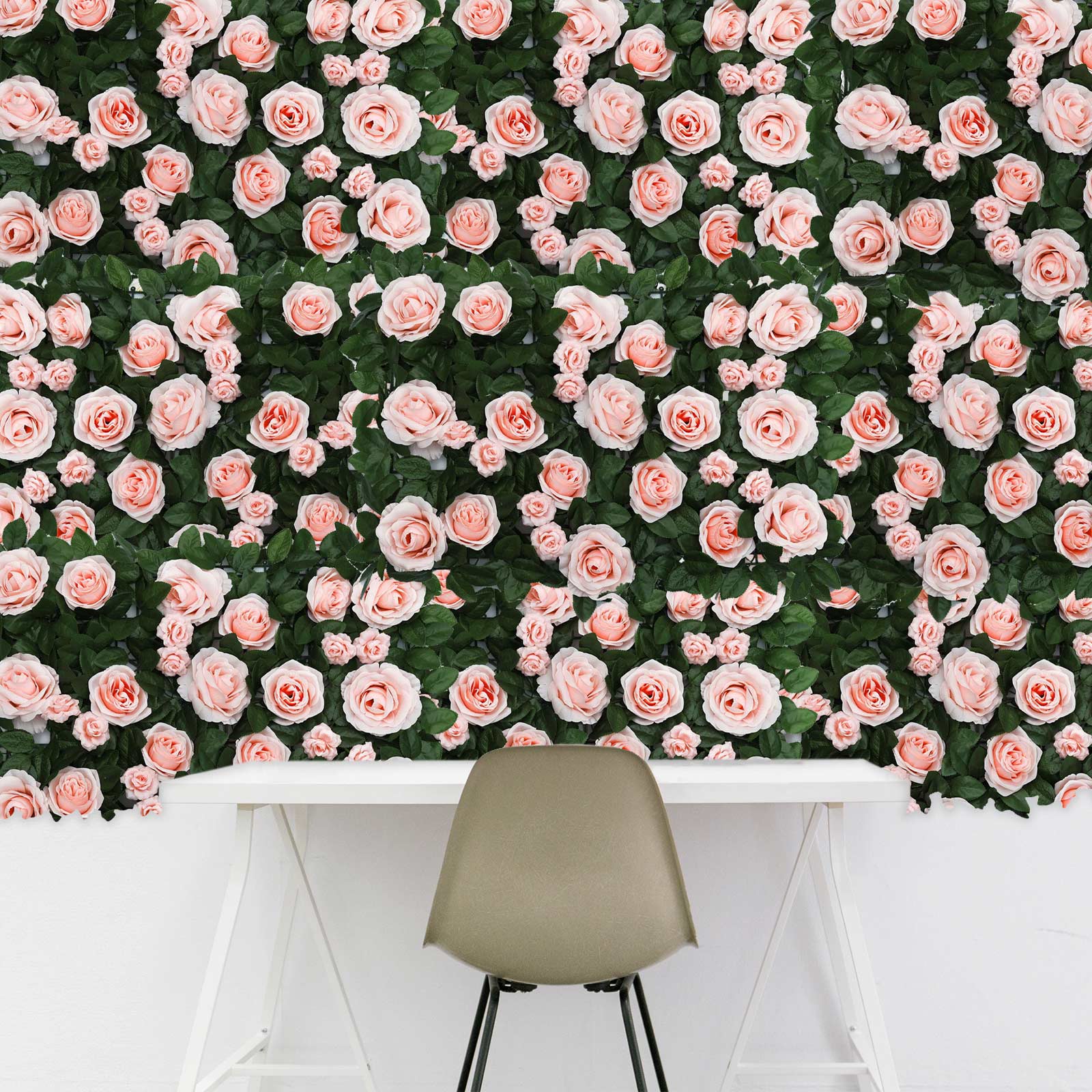 4 Pack 12 Sq ft. Easy - Install Blush Silk Rose Flower Mat Wall Panel Backdrop - Bell Racket Store