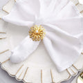 4 Pack 2" Elegant Gold Metal Pearl Floral Serviette Napkin Rings, Daffodil Flower Buckle Napkin Holders - Bell Racket Store