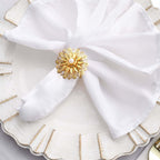 4 Pack 2" Elegant Gold Metal Pearl Floral Serviette Napkin Rings, Daffodil Flower Buckle Napkin Holders - Bell Racket Store
