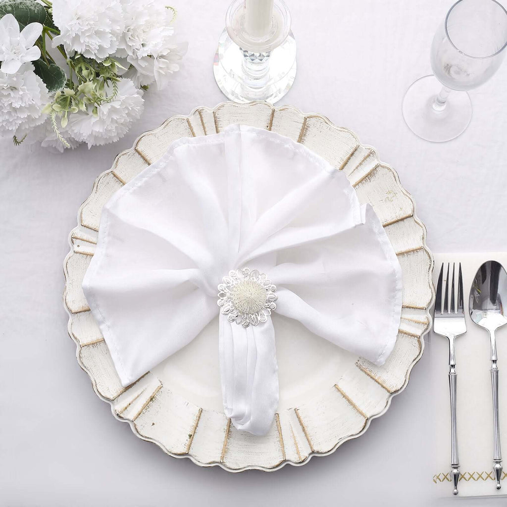 4 Pack 2" Elegant Silver Metal Floral Serviette Napkin Rings, Daisy Flower Buckle Napkin Holders - Bell Racket Store