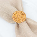 4 Pack 2" Natural Rustic Style Jute Rattan Metal Napkin Rings, Handmade Boho Chic Woven Serviette Buckle Holders - Bell Racket Store