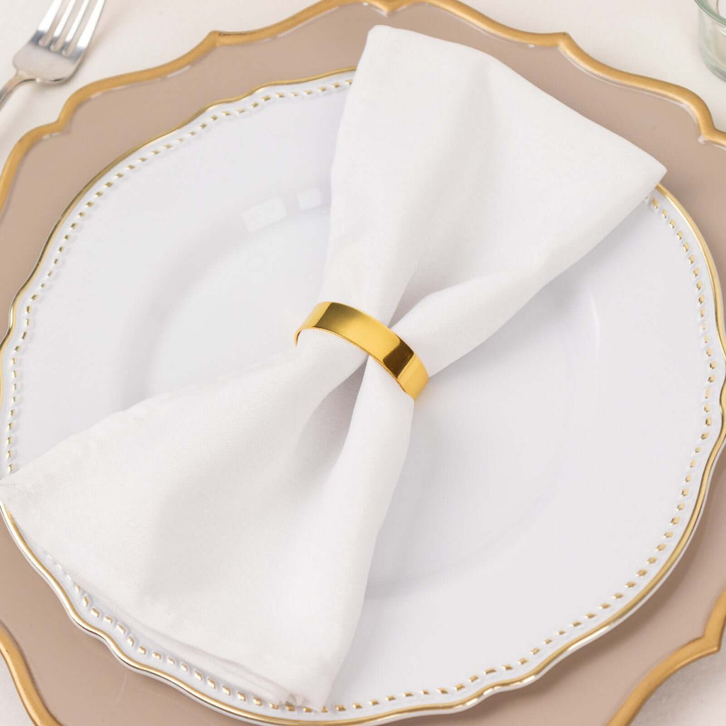 4 Pack 2" Shiny Gold Metal Semicircle Napkin Rings, D - Shaped Serviette Buckle Napkin Holders - Bell Racket Store