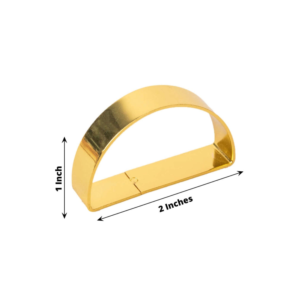 4 Pack 2" Shiny Gold Metal Semicircle Napkin Rings, D - Shaped Serviette Buckle Napkin Holders - Bell Racket Store