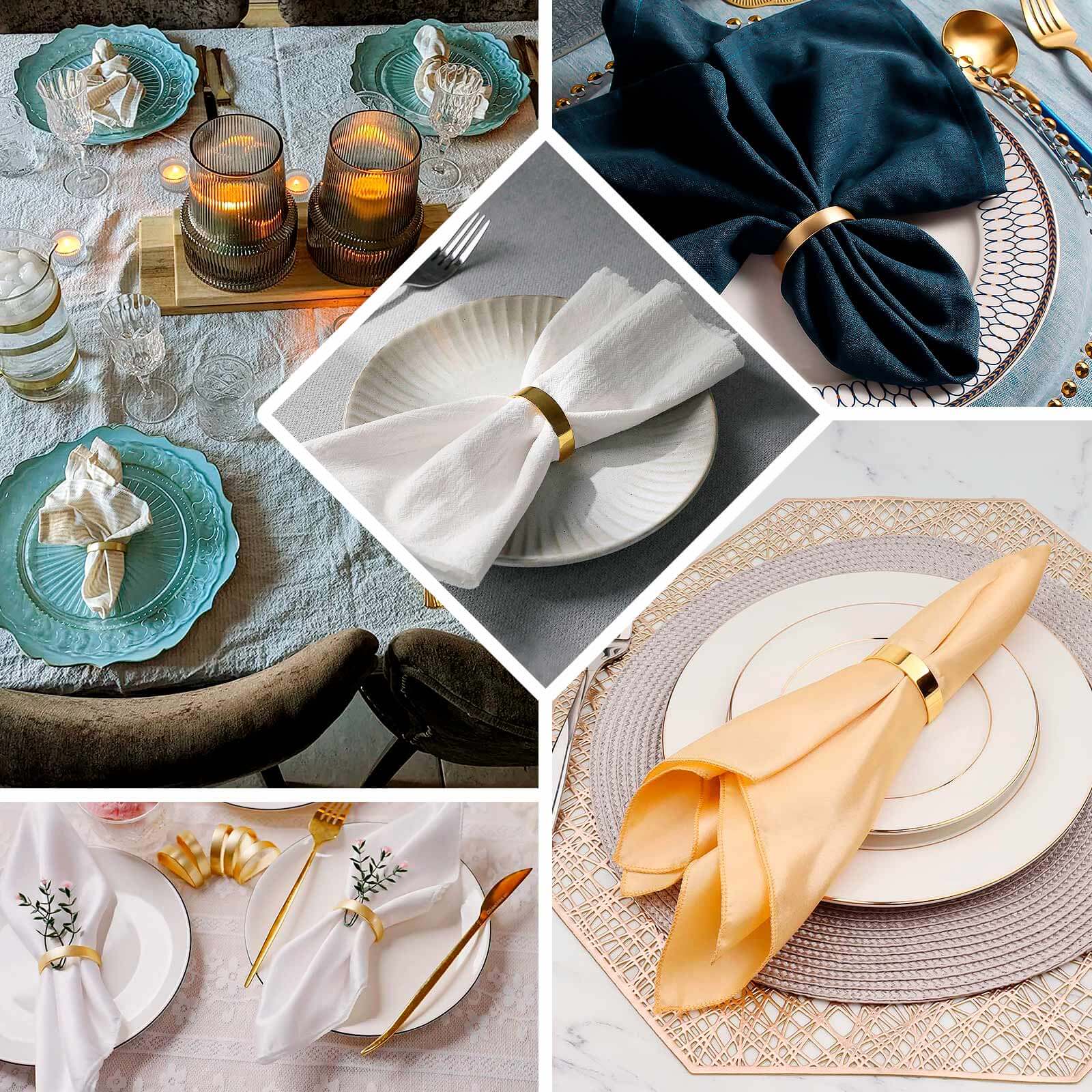 4 Pack 2" Shiny Gold Metal Semicircle Napkin Rings, D - Shaped Serviette Buckle Napkin Holders - Bell Racket Store