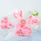 4 Pack 24 PCs Blush Scented Rose Soap Heart Shaped Party Favors With Gift Boxes And Ribbon - Bell Racket Store