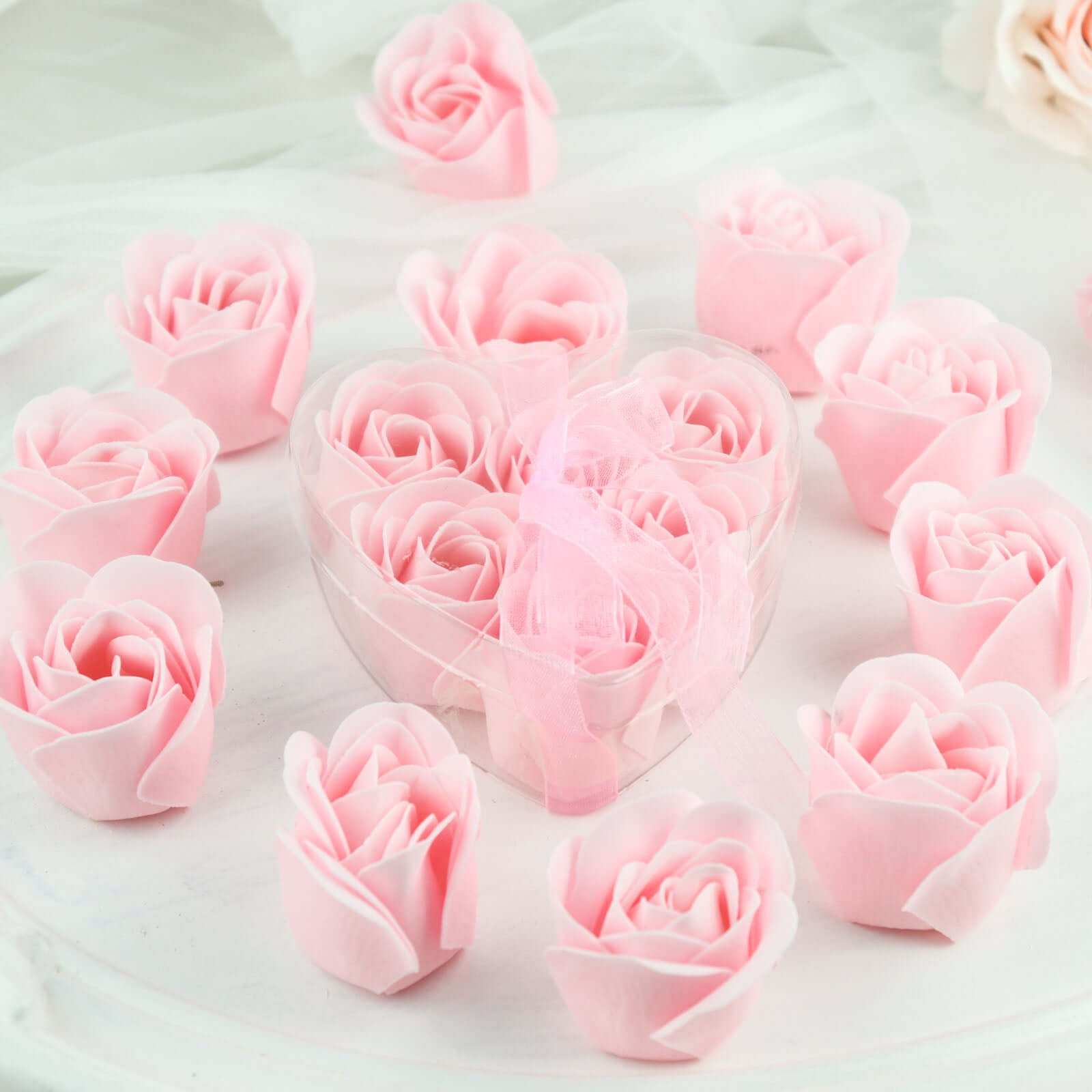 4 Pack 24 PCs Blush Scented Rose Soap Heart Shaped Party Favors With Gift Boxes And Ribbon - Bell Racket Store