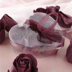 4 Pack 24 Pcs Burgundy Scented Rose Soap Heart Shaped Party Favors With Gift Boxes And Ribbon - Bell Racket Store