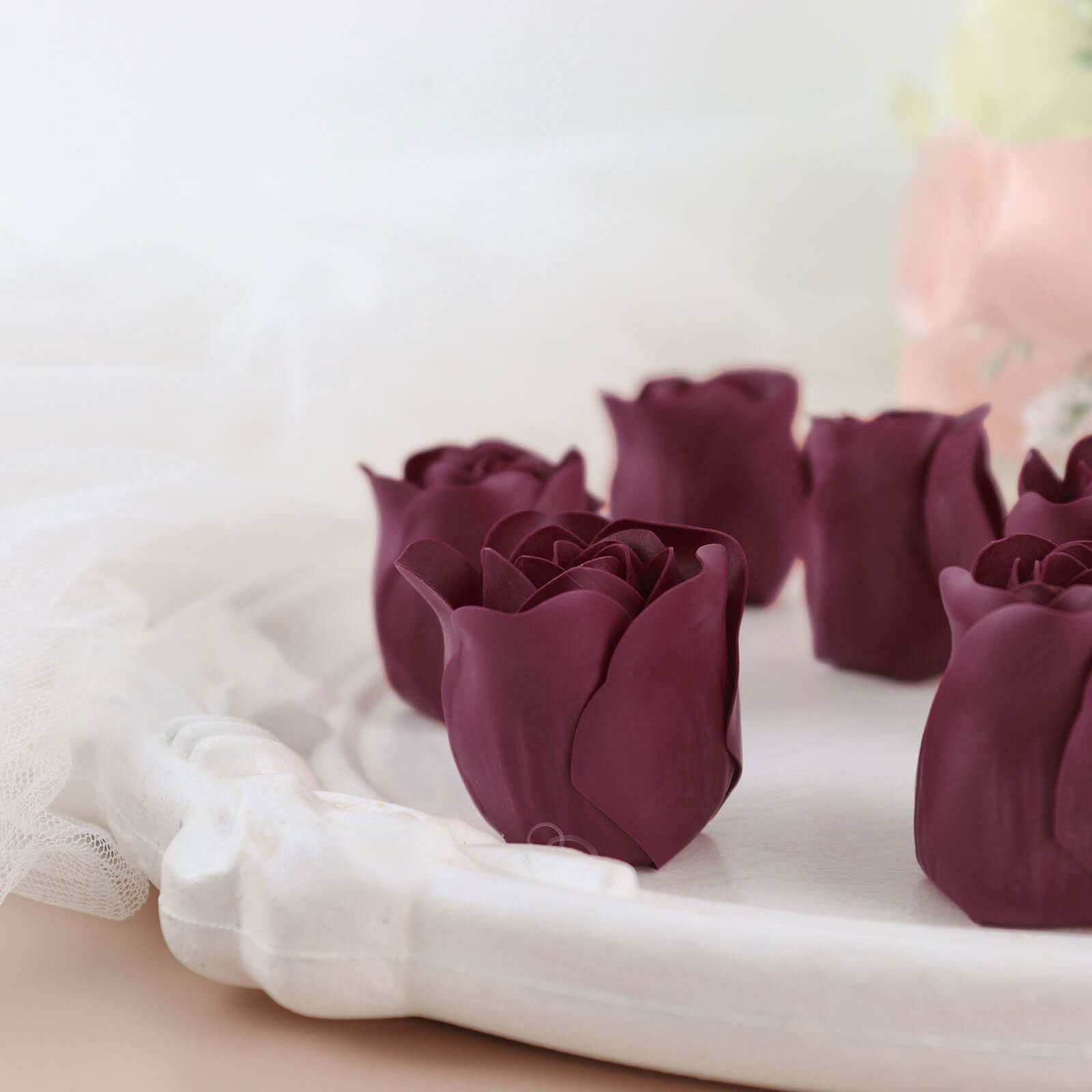 4 Pack 24 Pcs Burgundy Scented Rose Soap Heart Shaped Party Favors With Gift Boxes And Ribbon - Bell Racket Store
