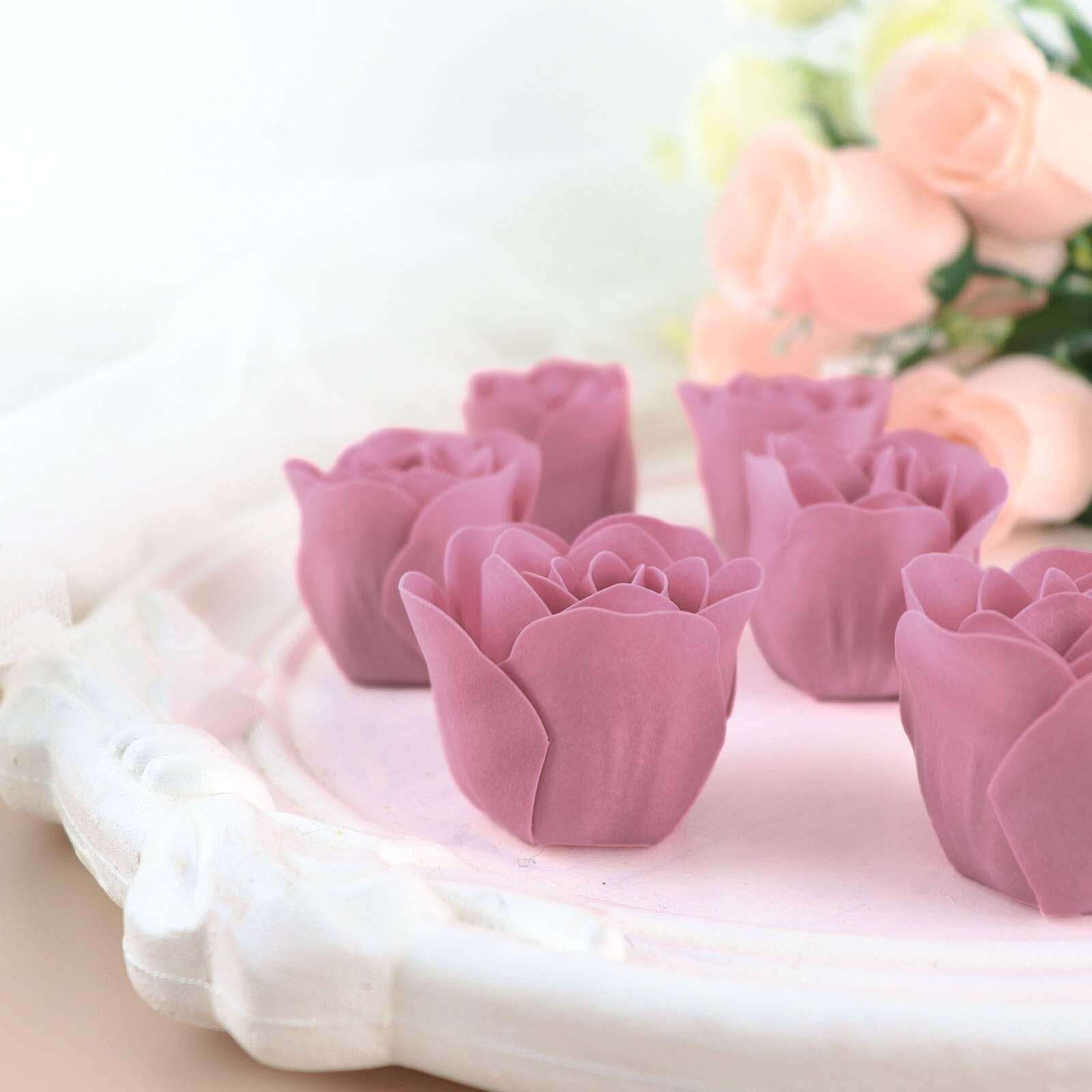 4 Pack 24 Pcs Dusty Rose Scented Rose Soap Heart Shaped Party Favors With Gift Boxes And Ribbon - Bell Racket Store